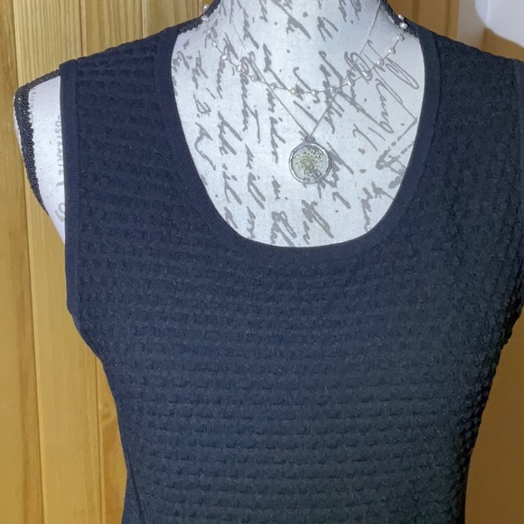 NWOT Rag & Bone black textured knit sleeveless top with mesh back on top half. L - Picture 11 of 13